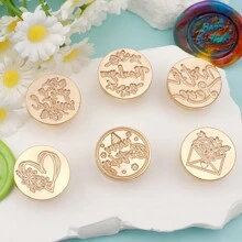 CYFUN DESIGN 1 PC Happy Birthday/With Love/Thank You Words Pattern Wax Seal Stamp Head NO Handle Detachable Sealing Stamp Stamp Head For Letter Invitation Card Wedding Gift Package Holidays,Back To School,School Supplies