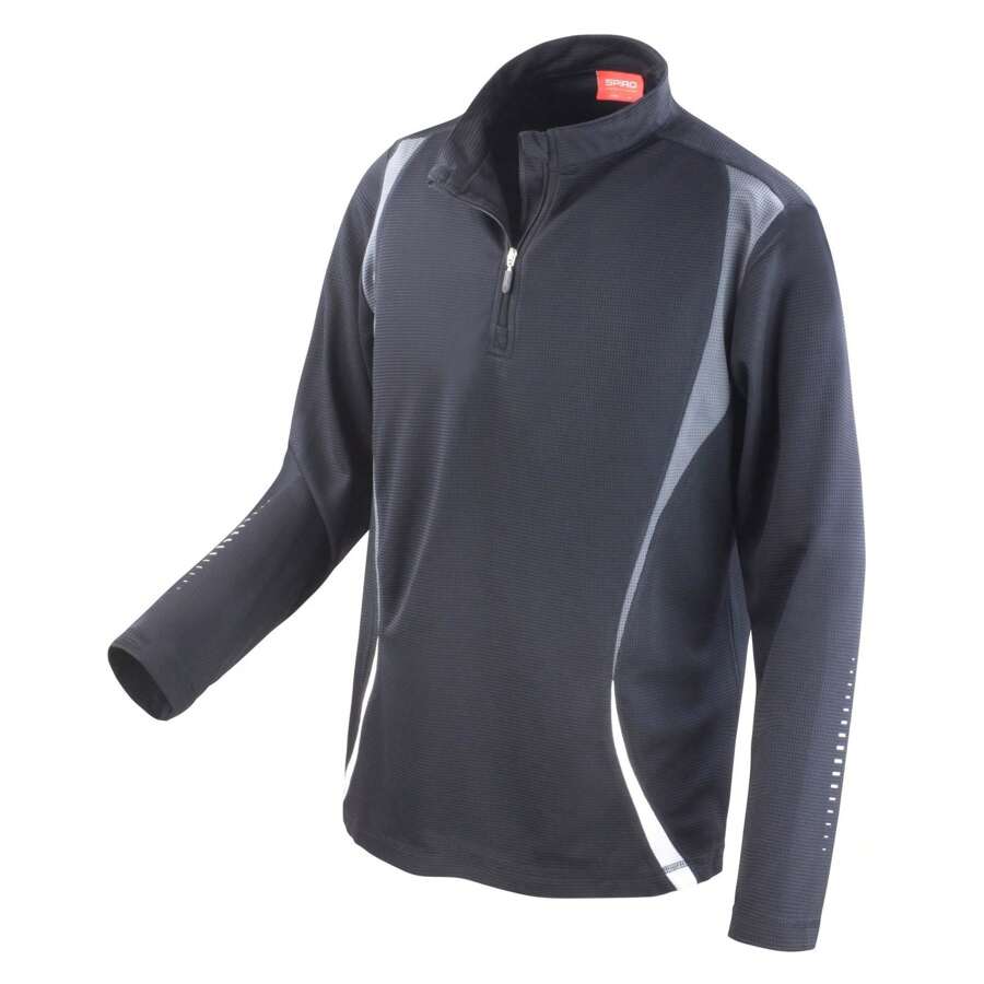 Unisex Adult Trial Training Base Layer Top (Black/Grey/White) - 185gsm 100% Polyester - Black - View 1