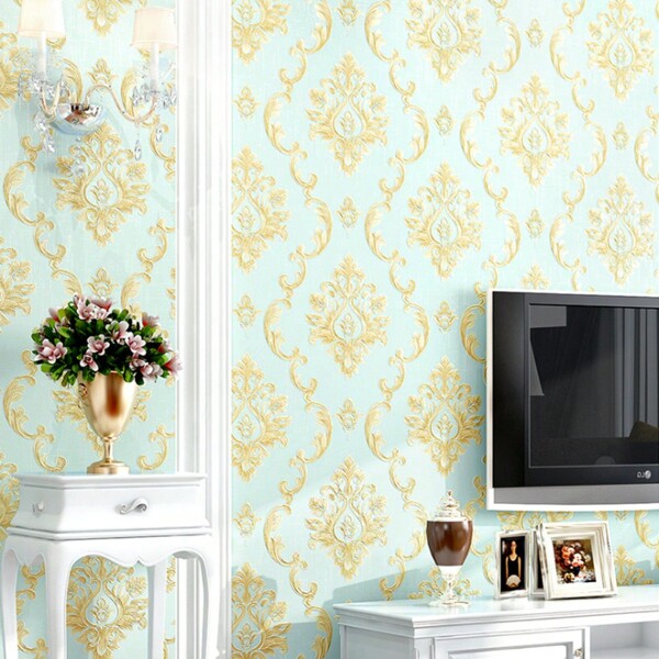 3D Damask Thick European Style Modern Minimalist Bedroom TV Background Living Room Wall Cafe Hotel Restaurant Non-Woven 1.7ft * 31.16ft Non-Pasted Wallpaper