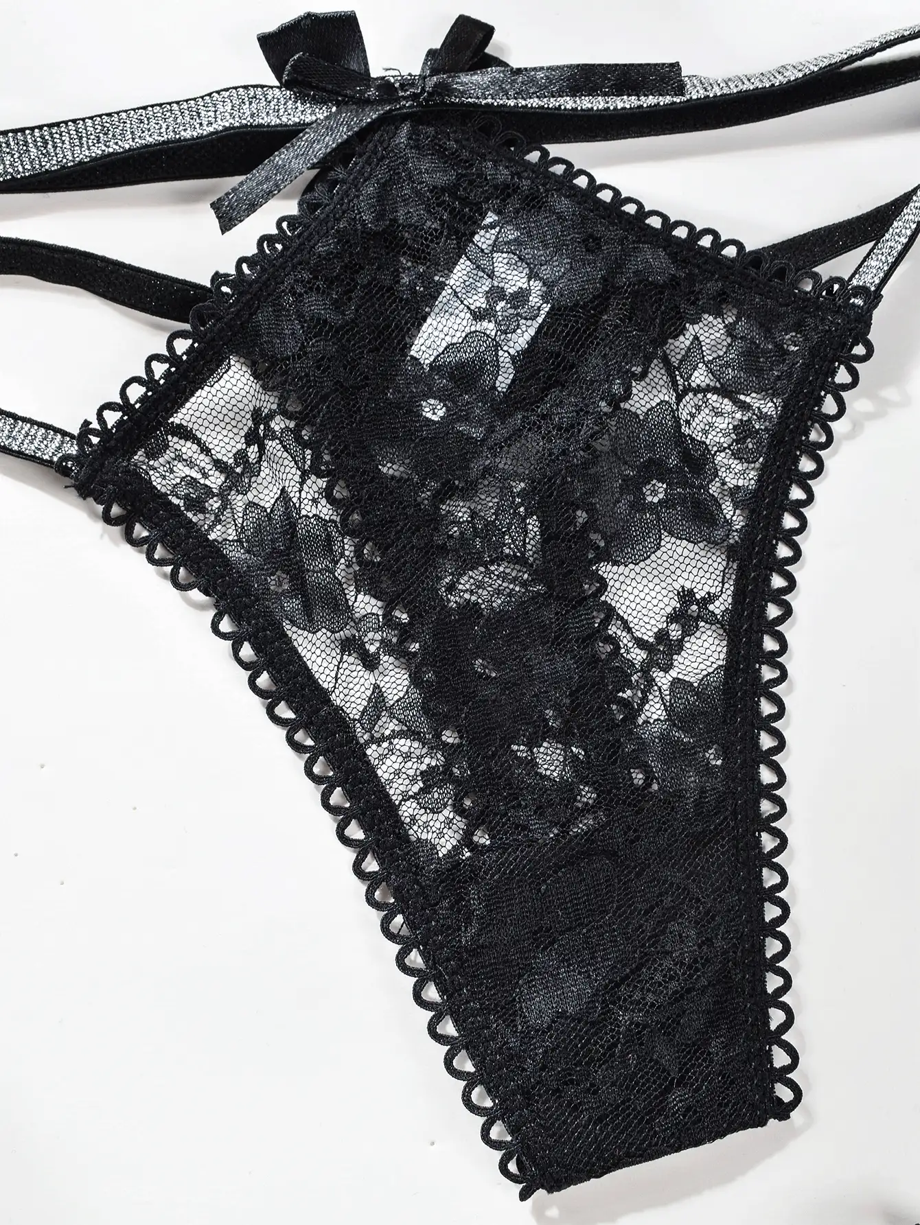 CELILIN 6 件女士性感蝴蝶蕾丝带丁字裤内裤，低腰透气比基尼内裤