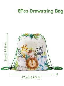 1pc/5pcs Jungle Animal Style Drawstring Gift Bag, Jungle Theme Babe Shower Birthday Party Family Holiday Party Decoration Supplies, Wild One Party Multi-Purpose Gift Wrapping Supplies Handbag Backpack - Jungle Animals - View 10