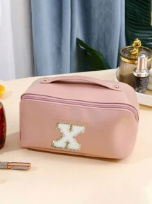 1 túi đựng đồ trang điểm PU dung tích lớn, túi đựng mỹ phẩm, túi đựng đồ vệ sinh cá nhân du lịch di động đựng cọ trang điểm, phấn mắt, son môi, chăm sóc da, bàn chải đánh răng, xà phòng, lược chải tóc, đồ trang sức, đồ điện tử nhỏ - Hồng - Xem 27