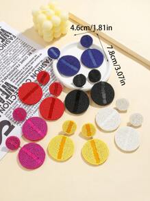 1 对手工编织玻璃珠几何圆形耳环，简洁优雅，适合女性日常佩戴