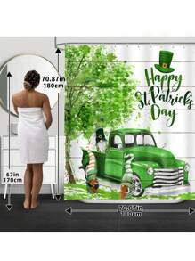 1pc/2pcs/4pcs/6pcs St Patrick's Day Shower Curtain Set With 12 Hooks, Toilet Covers Seat, Bath Mats Non-Slip Rug Carpet, 2 Pieces Ultra-Soft Large Bath Towel, Absorbent Hand Face Towels Washcloths Kitchen Dish Towel, Bathroom Accessories Boy Valentine Heart Valentine Home Bathroom Decor Summer Back To School