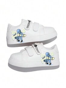 Kids Skateboard Graffiti Hook-And-Loop Soft Bottom Comfortable Casual Shoes For Boys, Spring & Autumn