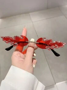 Ochelari de soare fără ramă Y2K, ochelari de soare unici pentru femei, pentru vară, plajă, călătorii, ochelari de soare fără ramă, ochelari de soare Y2K, ochelari de soare unici, ochelari de soare cu stras multicolor