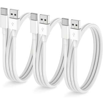 3 件装 USB A 转 C 型快速充电线、车载 Carplay 充电线、手机充电器 C 型充电数据线兼容 16/15 系列、兼容三星 Galaxy S25/S24/S23/S22/S21/S20 手机充电线