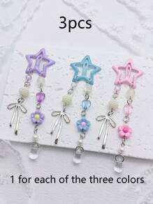 2个装女士可爱多巴胺星星流苏BB夹，Y2K少女风侧刘海发夹，时尚发型配饰，适合外出、派对、日常休闲佩戴，爪夹发爪发夹，发饰