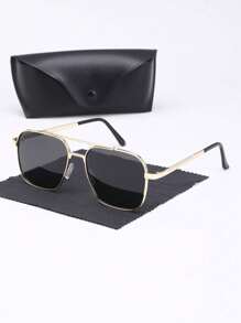 1/2/3/4 Pairs Combo, Men's Square Luxury Fashion Glasses, Metal Frame Design, Single Pair Comes With 1 Elegant Glasses Case, & Versatile, Attracts All Eyes. For Daily Life, Beach, Driving And Outdoor Travel Accessories, Also Provides UV Protection.