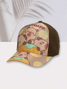 1pc Unisex Middle-Kids' Hippo Print Baseball Cap, Sun Hat - 1PC - View 3