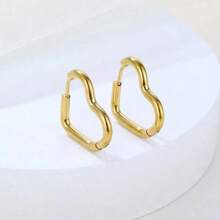 1对/5对高端ins风钛钢耳环保色防过敏韩版小众几何圆环洗澡小耳环不可拆卸防掉落耳环