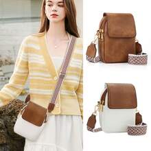 Women Small Crossbody Bags PU Leather Multiple Pockets Cell Phone Handbag Wallet Purses With Card Slots - Brown - View 6