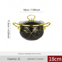 1 件高品质大容量黑白大理石经典汤锅、砂锅，耐用易清洗，适用于餐厅和家庭厨房，兼容明火、燃气和电磁炉