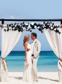 70.87inch Artificial Eucalyptus Garland With Flowers, Artificial Floral Garland For Table Decor Wedding Centerpieces Bridal Shower Party Decorations,`Wedding Party Backdrop Decor - Black - View 5