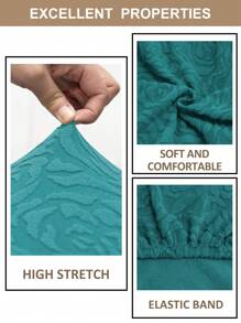 1/4/6 件纯玫瑰提花椅套，现代简约风格全椅套，可拆卸、可机洗，适用于餐厅、客厅、派对、酒店 - 藍色 - 查看 6