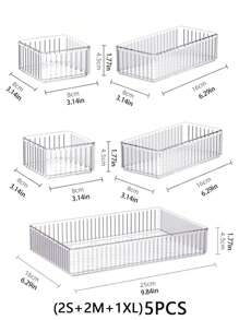 1/4/5/6/7/10pcs Set Simple Transparent Drawer Storage Boxes, Makeup Organizer Boxes, 4 Size Options - Multi-Purpose Storage, Suitable For Desk, Cabinet, Vanity, Can Store Cosmetics And Skincare, Home Decor, Bedroom Decor, School Supplies - Wave Pattern Transparent - View 17