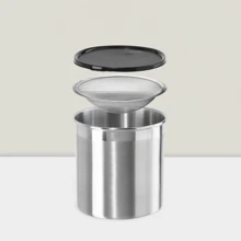 1 Gal Stainless Grease Container With Strainer & Lid, Fryer Oil & Bacon Fat Storage.