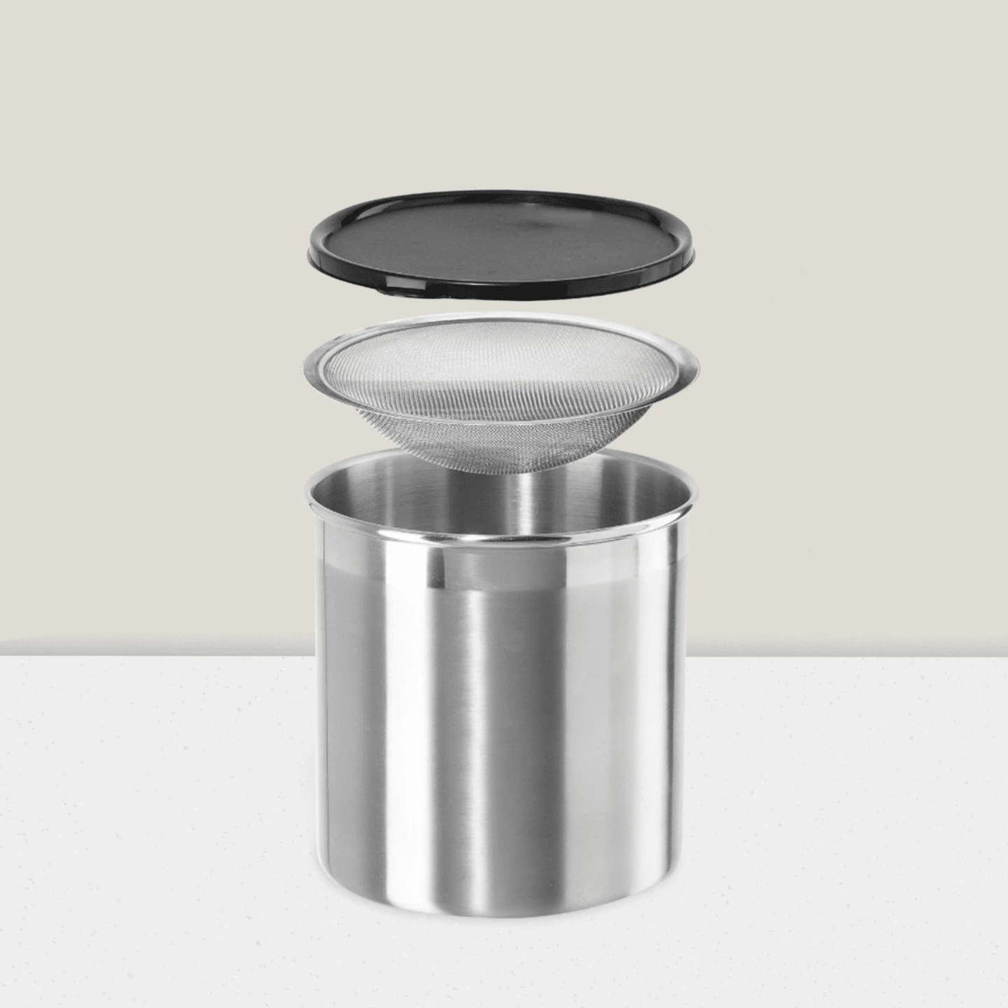 1 Gal Stainless Grease Container With Strainer & Lid, Fryer Oil & Bacon Fat Storage.