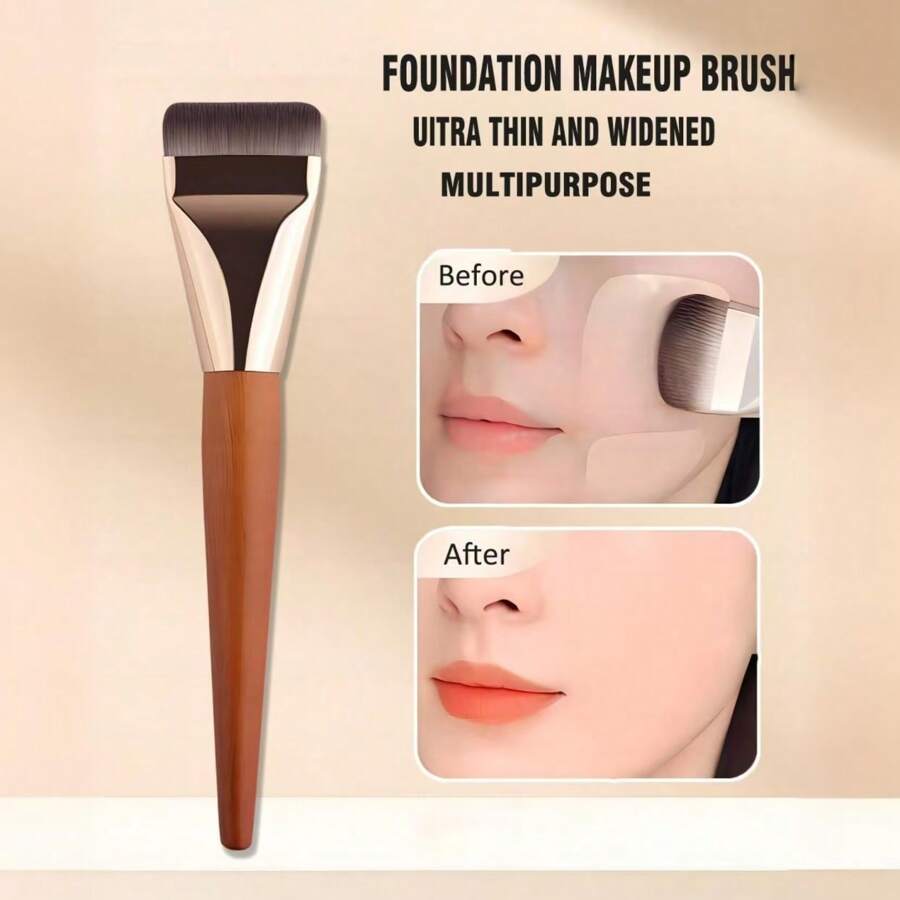 1支多功能扁平化妆刷，纤细轻巧，适合化妆新手，轻松打造自信妆容，可作粉底刷、遮瑕刷、腮红刷、修容刷、古铜粉刷、散粉刷等使用。 - 玫瑰金 - 查看 1