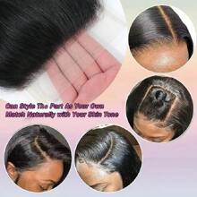 4x4 Natural Wave Transparent HD Lace Closure Human Hair Closure Invisible Lace Human Hair Frontal Closure Human Hair Extensions Pre Plucked Natural Black 22inch Soft