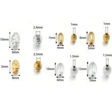 Lot de 30 perles à gros trous en métal plaqué cuivre doré/argenté, style punk rock à la mode, perles en forme de graines de citrouille pour bracelets, colliers, fabrication de bijoux, chaînes de téléphone, porte-clés - Multicolore - Voir 11