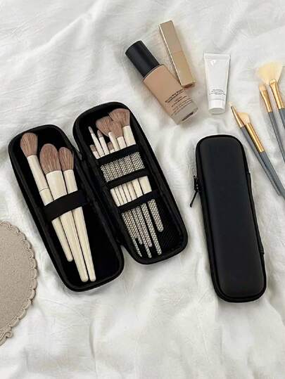 1个大容量便携式化妆刷收纳盒，旅行化妆刷包，适用于眼影刷、散粉刷、首饰盒、化妆刷收纳袋、化妆刷架、化妆刷架、香水收纳盒、化妆包，女士礼物，圣诞礼物，女士礼物创意，房间装饰