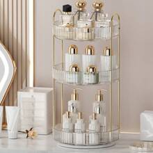 Rotating Makeup Organizer For Vanity, Large Capacity Make Up Storage Skin Care Shelf Perfume Holders Cosmetic Dresser Organizer Countertop Spinning 360 (Smoky Gray),For Holiday Beach, Bathroom Collection, Bedroom Collection, Large Capacity - Transparent White and Silver - View 18