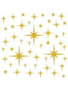30 piezas - Estrellas doradas brillantes listas para pelar y pegar - Decoración de pared con variedad de formas y tamaños de estrellas para decoración del hogar, sala de estar, dormitorio - Dorado - Ver 1