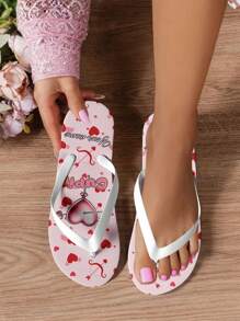 Benutzerdefinierten Flip-Flops für Paar - personalisiertes Namensdesign mit Amor- & Herzmustern, romantisches Valentinstags-Geschenk, personalisierte Sandalen für IHN & SIE für Jahrestage, Geburtstage, Flitterwochen, einzigartiges Paar-Matching Schuhe