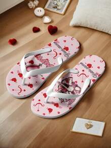 Benutzerdefinierten Flip-Flops für Paar - personalisiertes Namensdesign mit Amor- & Herzmustern, romantisches Valentinstags-Geschenk, personalisierte Sandalen für IHN & SIE für Jahrestage, Geburtstage, Flitterwochen, einzigartiges Paar-Matching Schuhe