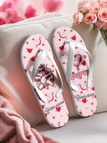 Benutzerdefinierten Flip-Flops für Paar - personalisiertes Namensdesign mit Amor- & Herzmustern, romantisches Valentinstags-Geschenk, personalisierte Sandalen für IHN & SIE für Jahrestage, Geburtstage, Flitterwochen, einzigartiges Paar-Matching Schuhe