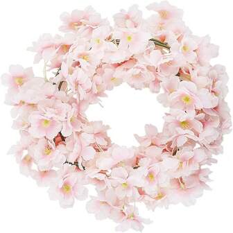5pcs Artificial Cherry Blossom Flower Garland Hanging Vines For Spring Home Room Wedding Party Decor