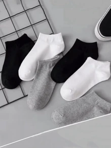 10/30 Pairs Unisex Short Socks, Thin, Breathable, Moisture-Wicking, Solid Colors Black/White/Grey Casual Ankle Socks, Spring/Summer