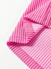 CILKOO Blusa casual de manga larga con cuello redondo, de estilo de bloques de color y rayas, para primavera - Rosa Fucsia - Ver 8