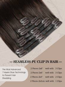Yilite 14-20 Inch Seamless Clip-In Hair Extensions, Real Human Hair, #2 Dark Brown, Remy Clip-In Hair Extensions, Real Human Hair, Invisible PU Skin Weft, Natural Remy Clip-In Hair Extensions, Real Human Hair - S2 - View 3