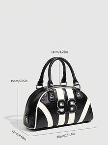 Streetwear Women's Handbag With Stitching Wristlet Handle Bag Boston Bag - Чорний - Переглянути 7