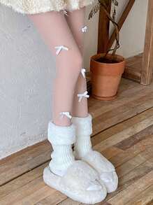 1 pereche de încălzitoare pentru picioare albe groase pentru femei, încălzitoare confortabile pentru picioare pentru toamnă și iarnă