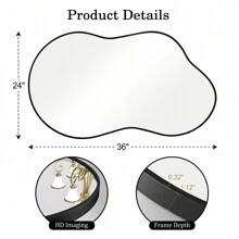 Asymmetrical Wall Mirror - Wall Mirrors Decorative Asymmetrical Mirror Aviation Aluminum Alloy Frame For Bathroom, Bedroom, Living Room, Cloakroom, Entryway Gifts Home Decor Back To School Room Decor School Supplies