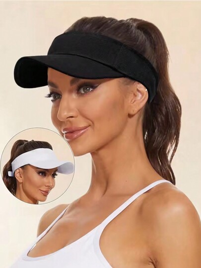 Summer Sun Hat For Women Adjustable Sun Hat Anti-Ultraviolet Top Hollow Solid Color Sports Tennis Golf Running Sun Protection Baseball Cap