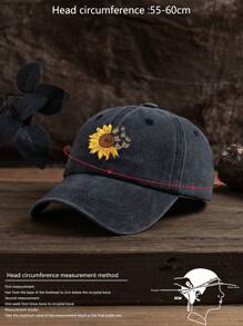 1pc Men Women Sunflower Pattern Fashionable Baseball Cap For Daily Life Boho
