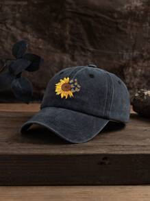 1pc Men Women Sunflower Pattern Fashionable Baseball Cap For Daily Life Boho
