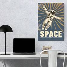 1pcs Vintage Space Race Retro Poster Planet Travel Canvas Art Painting Print Framed, Suitable For Modern Living Room Bathroom Bedroom Hotel Apartment Villa Gallery Children's Room Nursery Kindergarten School Corridor Classroom Office Wall Decor Ready To Hang - Multicolor - View 2
