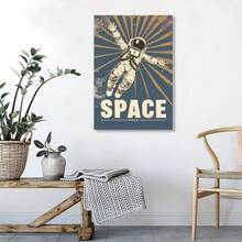 1pcs Vintage Space Race Retro Poster Planet Travel Canvas Art Painting Print Framed, Suitable For Modern Living Room Bathroom Bedroom Hotel Apartment Villa Gallery Children's Room Nursery Kindergarten School Corridor Classroom Office Wall Decor Ready To Hang - Multicolor - View 7