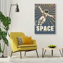 1pcs Vintage Space Race Retro Poster Planet Travel Canvas Art Painting Print Framed, Suitable For Modern Living Room Bathroom Bedroom Hotel Apartment Villa Gallery Children's Room Nursery Kindergarten School Corridor Classroom Office Wall Decor Ready To Hang - Multicolor - View 5