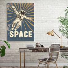 1pcs Vintage Space Race Retro Poster Planet Travel Canvas Art Painting Print Framed, Suitable For Modern Living Room Bathroom Bedroom Hotel Apartment Villa Gallery Children's Room Nursery Kindergarten School Corridor Classroom Office Wall Decor Ready To Hang - Multicolor - View 6