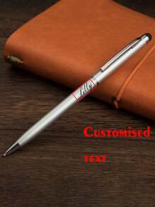 Customized Text/Logo Stainless Steel Pen, Metal Capacitive Stylus, Round Ball Pen For Advertising, Touch Screen Pen For Tablet Back To School,Office Decor - 13.5*0.75cm - View 1
