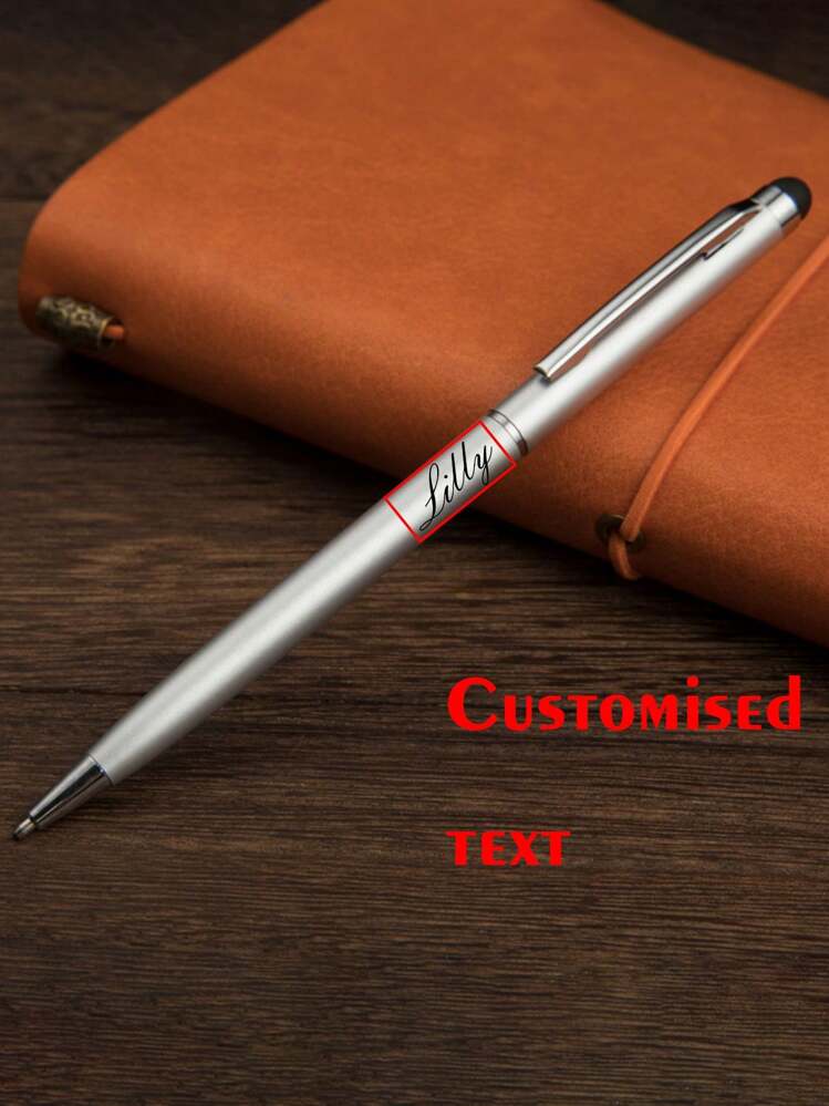 Customized Text/Logo Stainless Steel Pen, Metal Capacitive Stylus, Round Ball Pen For Advertising, Touch Screen Pen For Tablet Back To School,Office Decor - 13.5*0.75cm - View 1
