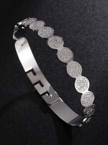 精致不锈钢圣本笃十字架天主教手镯 基督教圣本笃手镯 女士护身符首饰 - 銀色 - 查看 11