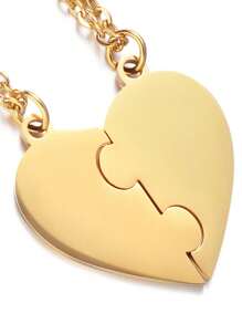 3pcs/4pcs/5pcs/6pcs/7pcs/Set Fashion Gold Plating Stainless Steel Customized Laser Name Letter Puzzled Heart Pendant Necklace For Friend For Family,Gold,Stylish,Colorful,Vintage,Hipster,Simple,Y2k,2000s Fashion,Custom,Personalized,Unique,Ideal Gifts For Him,Ideal Gifts For Her,Her,Boyfriend,Girlfriend,Dad,Mom,Family,Friends,For Anniversaries,For Birthdays,For Graduation,For Prom,For Party,Jewelry Women