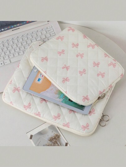 1 Stück girly rosa Schleifenmuster Tablet Tasche, Hyuna Stil rosa kleine Blumen Tablet Tasche, 11/13/15 Zoll Computer Tasche iPad Tasche Laptop Tasche, 11,13,15 Zoll tragbare Desktop Schutztasche für Mac Book, ASUS Tablet, Handtasche, Schutzhülle 9-11 Zoll kompatibel mit iPad Air 4 5 Pro 11 Mini 5 6, stoßfeste Tasche